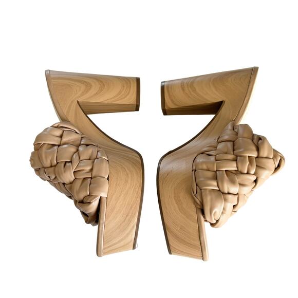 Jessica Simpson Supira Nude Platform Sandal Braided Faux Wood Mule Sandals 9.5 - Picture 4 of 8